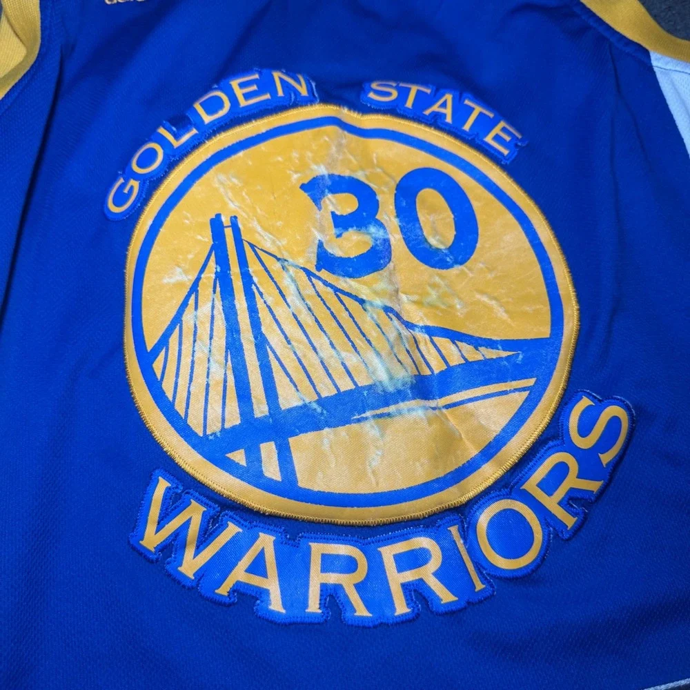 Adidas NBA Golden State Warriors Stephen Curry 30 Jersey Blue Yellow Mens Small